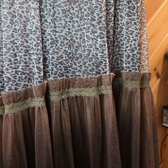 LAPIS Peasant Boho Strapless/Halter Strech Dress Sz Small‎ Leopard Sheer - Picture 6 of 9